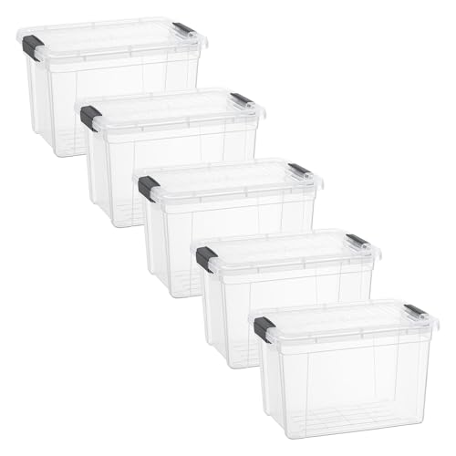 Superio 8.7 Quart Clear Plastic Storage Boxes with Lids, Stackable Organizer Containers, BPA-Free Storage Bins for Home, Office, School & Dorm, 5 Pack - size: 8.7 Quart