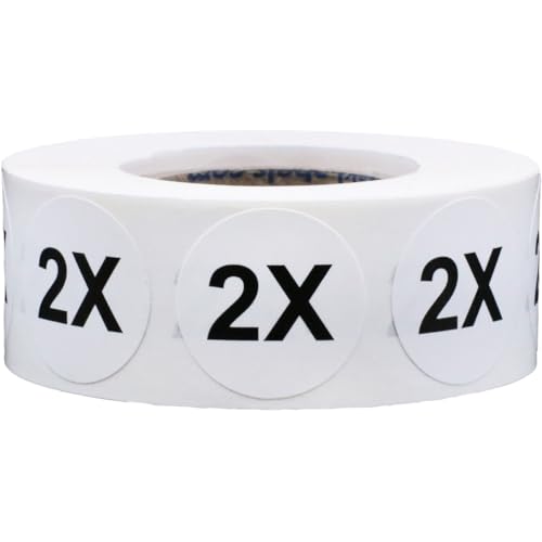 White Circle 2X Clothing Size Stickers - 3/4 Inch Round, 500 Adhesive Labels Per Roll for Retail Apparel, Clothing Organization, and Inventory - Made in the USA - color: 2x