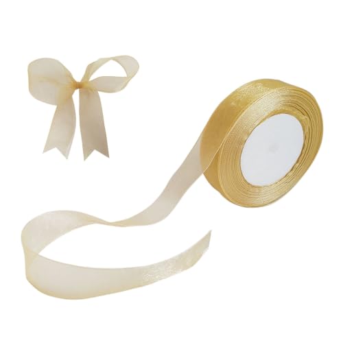1 Inch x 50 Yards Gold Sheer Organza Ribbon