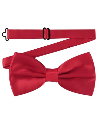 AWAYTR Bow Ties for Men - Pre-Tied Adjustable Tuxedo Style for Wedding - color: Dark Red
