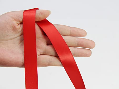 3/4" Red Double Face Satin Ribbon 100yd for Gifts - color: Red, size: 7/8 inch