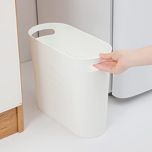 Small Bathroom Trash Can, 3.5 Gallon Slim Garbage Can, 2 Pack White - color: White, size: 2 pack