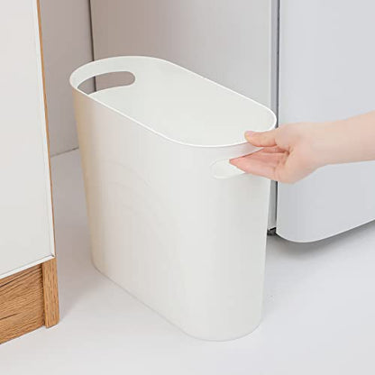 Small Bathroom Trash Can, 3.5 Gallon Slim Garbage Can, 2 Pack White - color: White, size: 2 pack