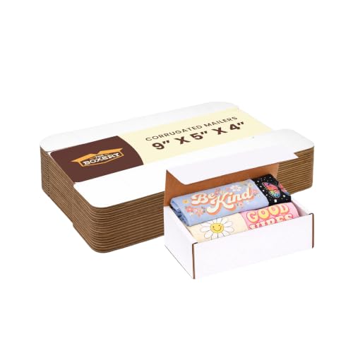 The Boxery Corrugated Mailers White Tuck Shipping Boxes (9x5x4) - size: 9x5x4