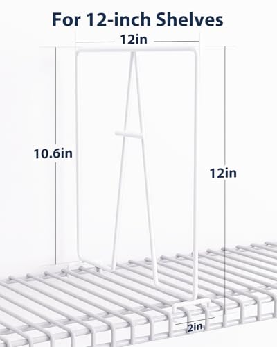 Supforce 4 Pack Wire Shelf Dividers for Closet, 12 x 12in, White - color: White