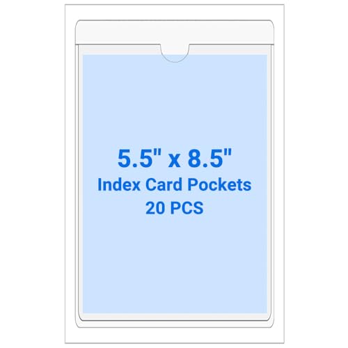 20 PCS Clear Self Adhesive Plastic Label Pockets, Top Loading Business & Library Index Card Holders, Peel and Stick Sleeves for Storage Bins, Totes, Binders and Drawers (5.5 x 8.5 Inch) - size: 5.5" x 8.5", style: Vertical
