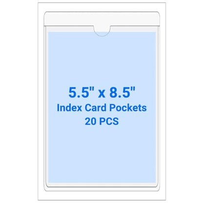 20 PCS Clear Self Adhesive Plastic Label Pockets, Top Loading Business & Library Index Card Holders, Peel and Stick Sleeves for Storage Bins, Totes, Binders and Drawers (5.5 x 8.5 Inch) - size: 5.5" x 8.5", style: Vertical