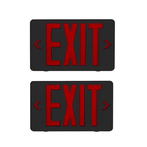 2 Pack LED Emergency Exit Sign, Universal Mount OSHA Compliant - color: Black Red, size: 2 Pack