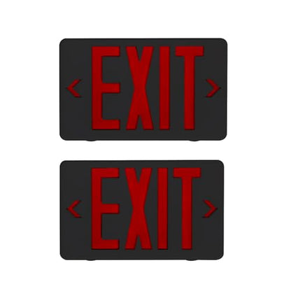 2 Pack LED Emergency Exit Sign, Universal Mount OSHA Compliant - color: Black Red, size: 2 Pack