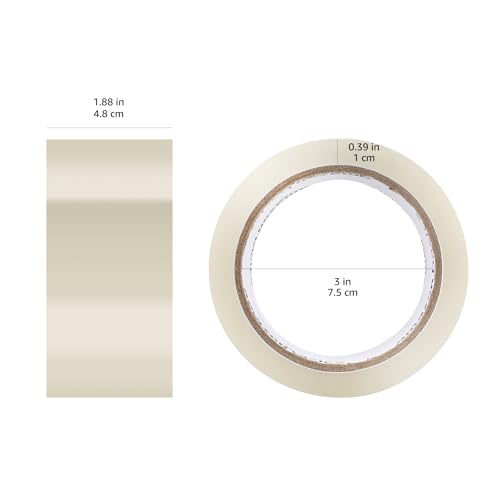 Amazon Basics Strong Packing Tape for Moving, Packaging, Shipping and Storing, Clear, 2 in x 60 yards, 2.7mil Thickness, 12-Roll - size: 2 in x 60 yards, 2.7mil Thickness