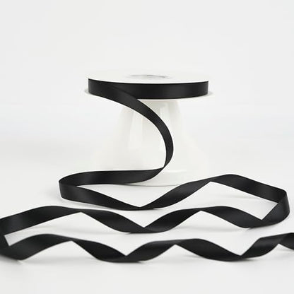 HUIHUANG 1/2 inch Black Double-Faced Satin Ribbon Continuous 50 Yards - color: Black, size: 1/2 inch