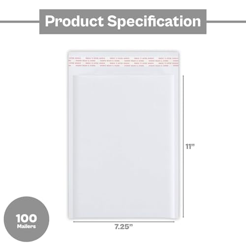 White Kraft Bubble Mailer, 7.25 x 12 Inch, 100 Pack, Padded Shipping Envelope Mailers, Self Seal and Peel Strip - color: White, size: 7.25 x 12 Inch