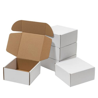 Wowxyz 6x6x3 Inches Shipping Boxes 25 Pack Corrugated Cardboard White Box - size: 6x6x3"