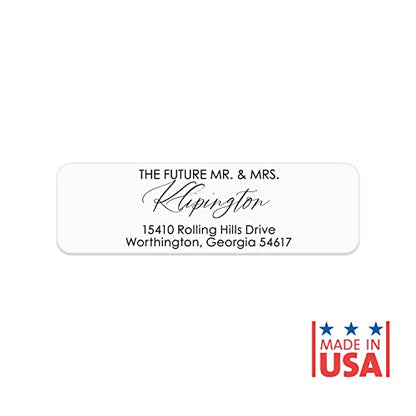 Future Mr and Mrs Rolled Address Labels / 250 Personalized Return Address Labels/Designer Address Stickers in Elegant Plastic Dispenser - size: 250 Labels, style: The Future Mr/Mrs