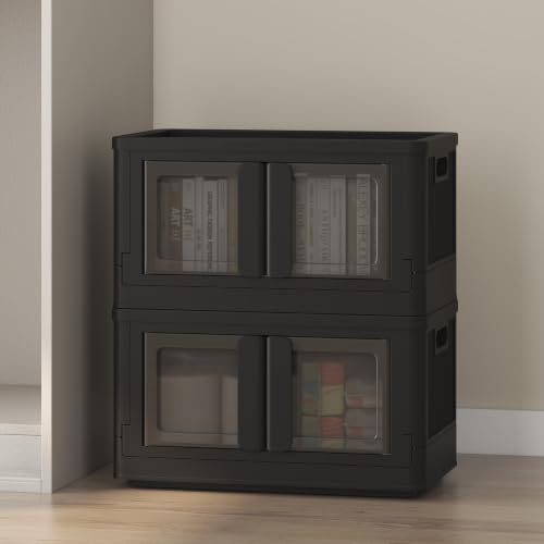 FLEXIMOUNTS 75 QT Stackable Plastic Storage Bins With Lids, Black - color: Black, size: 37 Qt-2 Pack