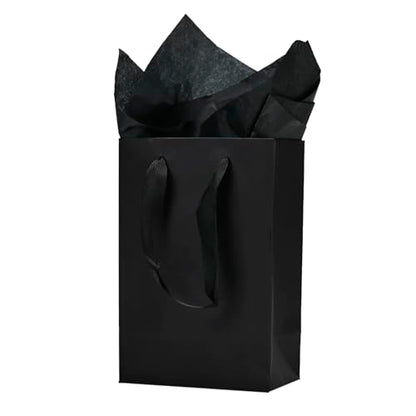 Aosric Black Gift Bags with Tissue Paper, 30 Pack, 5x3x8 Inch - color: Black