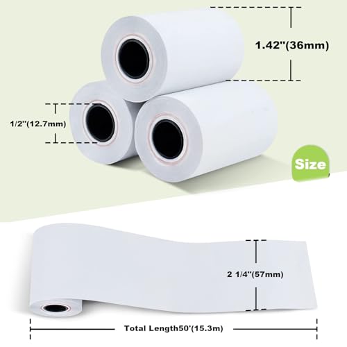 MFLABEL 2 1/4" x 50' Thermal Receipt Papers, 10 Rolls per Carton, 48g Weight, Biodegradable, Coated, POS Cash Register Paper - size: 2 1/4" x 50'