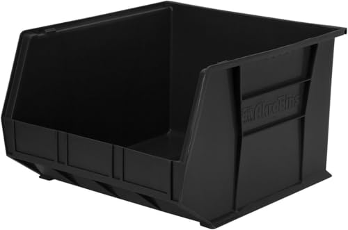Akro-Mils AkroBins Stackable Plastic Storage Organizer Bins, Black, 3-Pack - color: Black