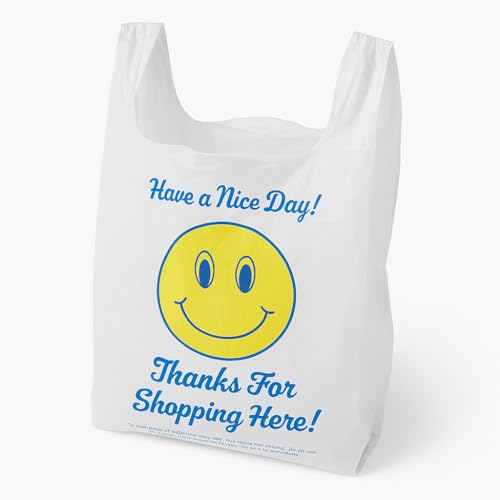 "Have a Nice Day" Heavy-Duty T-Shirt Bags, .71 Mil, 11.5"x6"x21" - 100 Pack - color: Have A Nice Day, size: 11.5x6x21 Inch (Pack of 100)