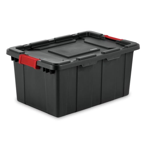 Sterilite 15 Gallon Industrial Tote, Rugged Plastic Storage, Black, 6 Pack - size: 15 Gallon, style: 6-Pack