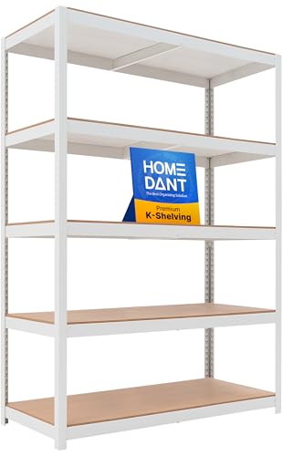 HOMEDANT White 48.1" Deep 5 Tier Storage Shelves Garage Shelving Unit - color: White, size: 48.1"W x 24.4"D