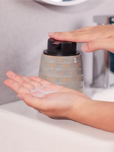 Ceramic Soap Dispenser, Lotion Dispenser with Pump 12oz (Grey Liquid Pump) - color: Farmhouse Grey Liquid Pump