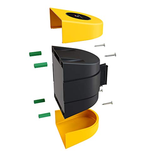 Crowd Control Warehouse WMB-220 Wall Mount Retractable Belt Barrier, 15 Ft - color: Black and Yellow Belt with Yellow ABS Case, size: 15 foot belt