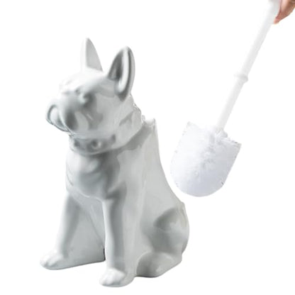 Comeon Ceramic Dog White Toilet Brush and Holder Set, Plastic Handle - color: White, size: Dog