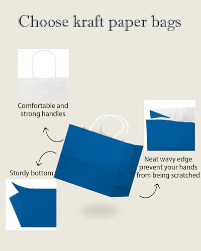 qiqee 100Pcs Paper Gift Bags with Handles - 12.6"x4.3"x10" Wide Large Party Favor Bags - 24 Solid Colors - size: Wide Large - 1 count (Pack of 100)