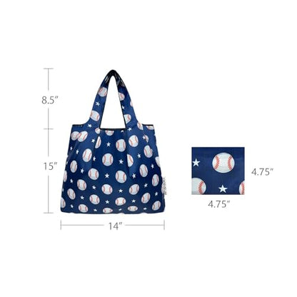 allydrew Medium Foldable Tote Nylon Reusable Grocery Bag (Set of 2) - color: Baseball