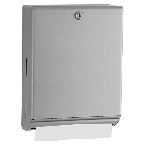 Bobrick B-262 Surface Mounted Paper Towel Dispenser - Stainless Steel Commercial Bathroom Towel Dispenser with Tumbler Lock 400 C-Fold or 525 Multifold Capacity - size: 14", style: Tumbler Lock