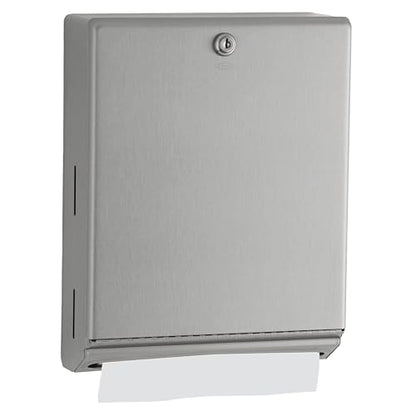 Bobrick B-262 Surface Mounted Paper Towel Dispenser - Stainless Steel Commercial Bathroom Towel Dispenser with Tumbler Lock 400 C-Fold or 525 Multifold Capacity - size: 14", style: Tumbler Lock