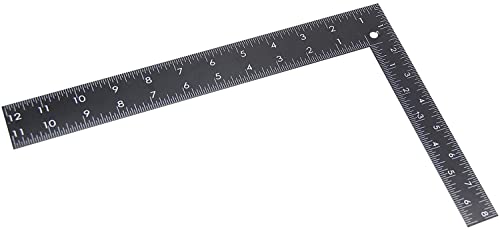 Black Steel L Ruler 8x12 Inch Metal Square Ruler Leathercraft Black Tempered Stainless Steel Measuring Square for DIY Leather Sewing