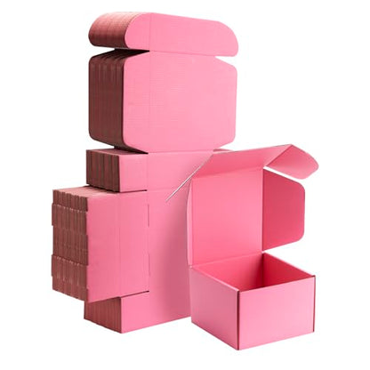 6x6x4 inch Pink Shipping Boxes for Small Business- Set of 25 - color: Pink, size: 6x6x4