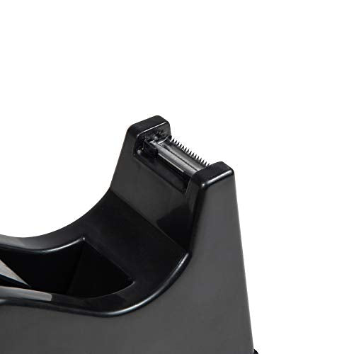 Desktop Tape Dispenser Adhesive Roll Holder (Fits 1" & 3" Core) with Weighted Nonskid Base (2P-Black) - color: 2p-black