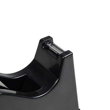 Desktop Tape Dispenser Adhesive Roll Holder (Fits 1" & 3" Core) with Weighted Nonskid Base (2P-Black) - color: 2p-black