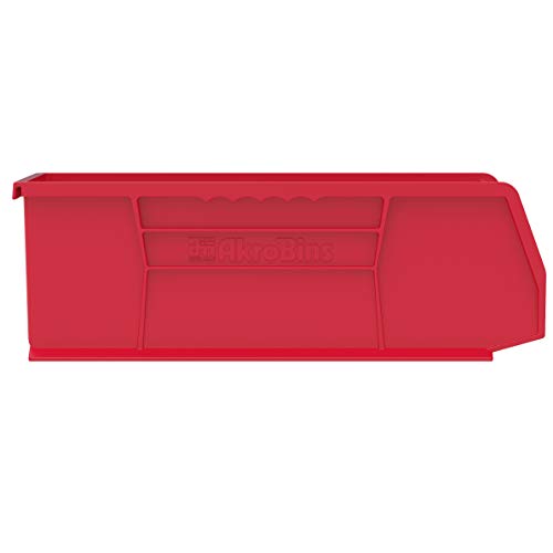 Akro-Mils 30234 AkroBins Plastic Storage Bins, 15"x5"x5", Red, 12-Pack - color: Red