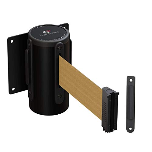 Crowd Control Warehouse 11 Ft Fixed Wall Mount Retractable Belt Barrier - color: Light Brown, size: Solid Color