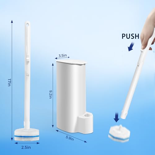 Disposable Toilet Bowl Cleaner Wand and Holder Set with 30 Refills