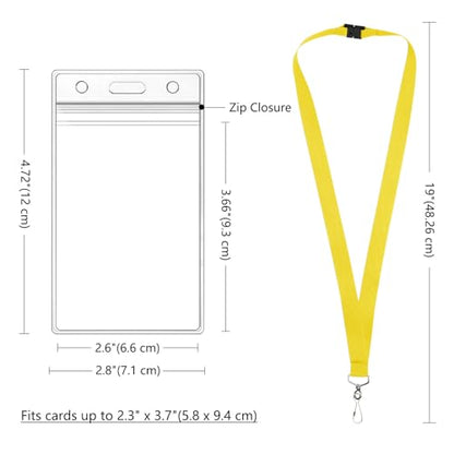 12-Pack Yellow Breakaway Lanyards with Waterproof Badge Holders, Polyester Neck Straps for ID Cards, Keys, Events, Office, and Schools - color: Yellow