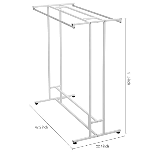 MyGift White Metal Garment Rack, Double Rod Clothes Hanger Stand - color: White