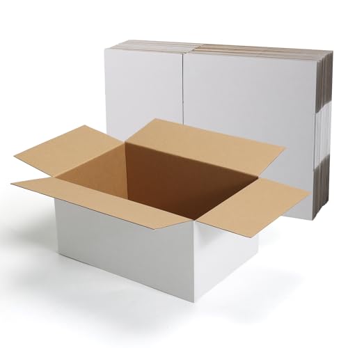 CRUGLA 12x8x6 Shipping Boxes 15 Pack, White Packing Mailing Boxes - size: 12x8x6 Inch 15 Pack