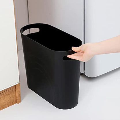 rejomiik Small Trash Can, 3.5 Gallon Slim Garbage Can Plastic Waste Basket with Handles Container Bin for Narrow Spaces Bathroom, Bedroom, Kitchen, Office at Home, Black - color: Black, size: 1 pack