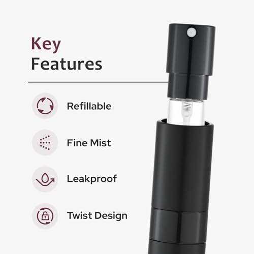 LISAPACK 8ml Travel Perfume Bottle Refillable, 3 PCS Cologne Atomizer Spray - color: 3 Black