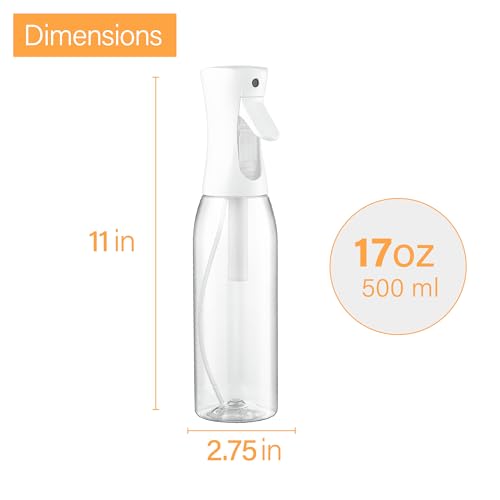 SUPER+ 2 pack continuous spray bottle for hair - 17 OZ Ultra Fine Mist Sprayer | water spray bottle for hair mister spray bottle | hair spray bottles For Hairstyling, Cleaning, Salons (2pk 17oz) - size: (2-Pack) - 17 Oz