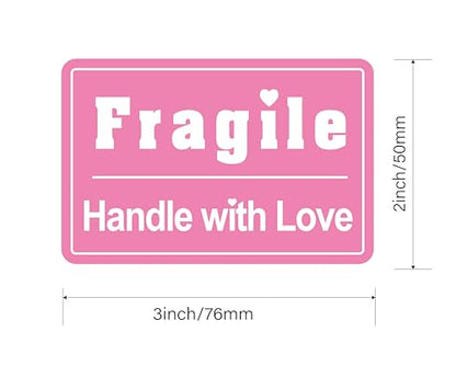 2x3 200pcs Cute Fragile Stickers for Shipping Box, Personal Mailing Bags