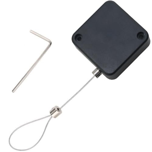 MEETOOT Black Retractable Anti Theft Cable Locking with Wrench/Security Tie/Buckle Wire Reel Suitable for Headphones and Exhibits