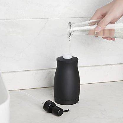 304 Stainless Steel Countertop Black Soap Dispenser Rust Resistant Leak-Proof Liquid Hand Sanitizer Pump with Hopper，for Kitchen Sink, Countertop, Bathroom (13.5oz/400ml) - color: Black Gel Style
