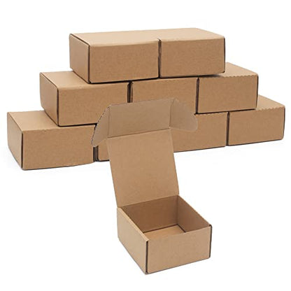 10 Pack Small Shipping Boxes 4x4x2'' (Inner Size) Corrugated Small Cardboard Boxes for Shipping, Recyclable Packaging Boxes for Business, Mailer, Gift Packing, Crafts Packing, Jewelry Boxes, Brown - size: 4 x 4 x 2 inches 10 pack