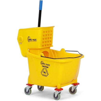 Simpli-Magic Commercial Mop Bucket with Side Press Wringer, 26 Quart – 50,000 Cycles Wringer – Industrial Mop Bucket with Wheels, Yellow - size: One Pack - Mop Bucket